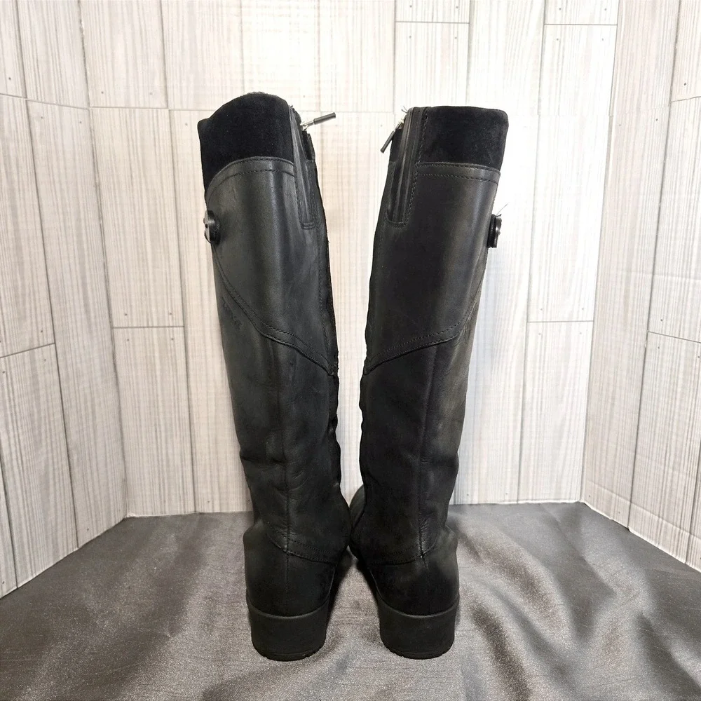 Teva Jade Cove Black Leather Tall Side‎ Zip Boots Women's Size 7